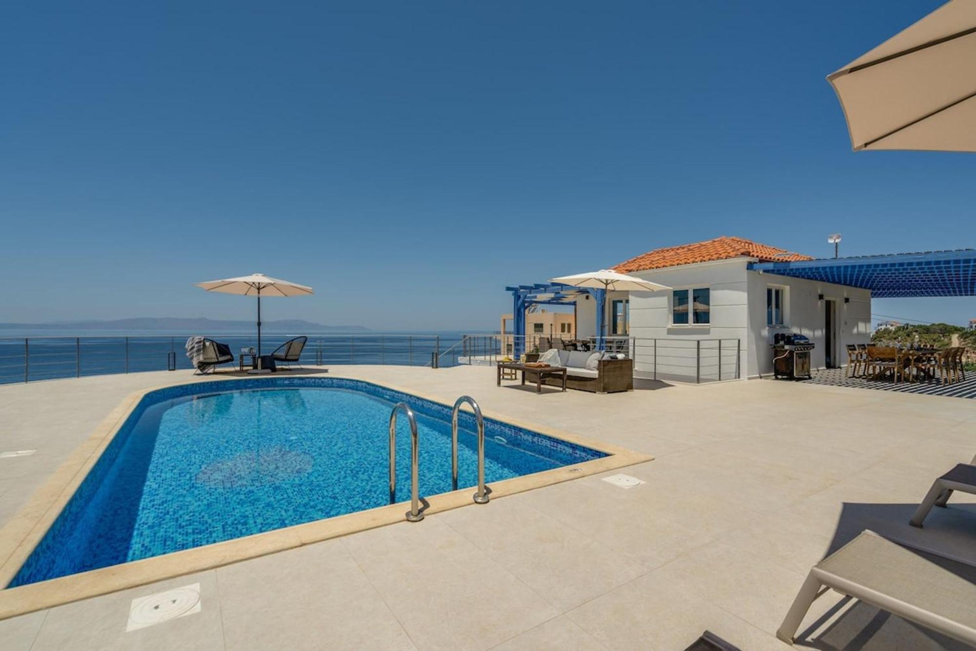 Villa Hemera Ocean View Private Heated Pool Chorafakia Bagian luar foto
