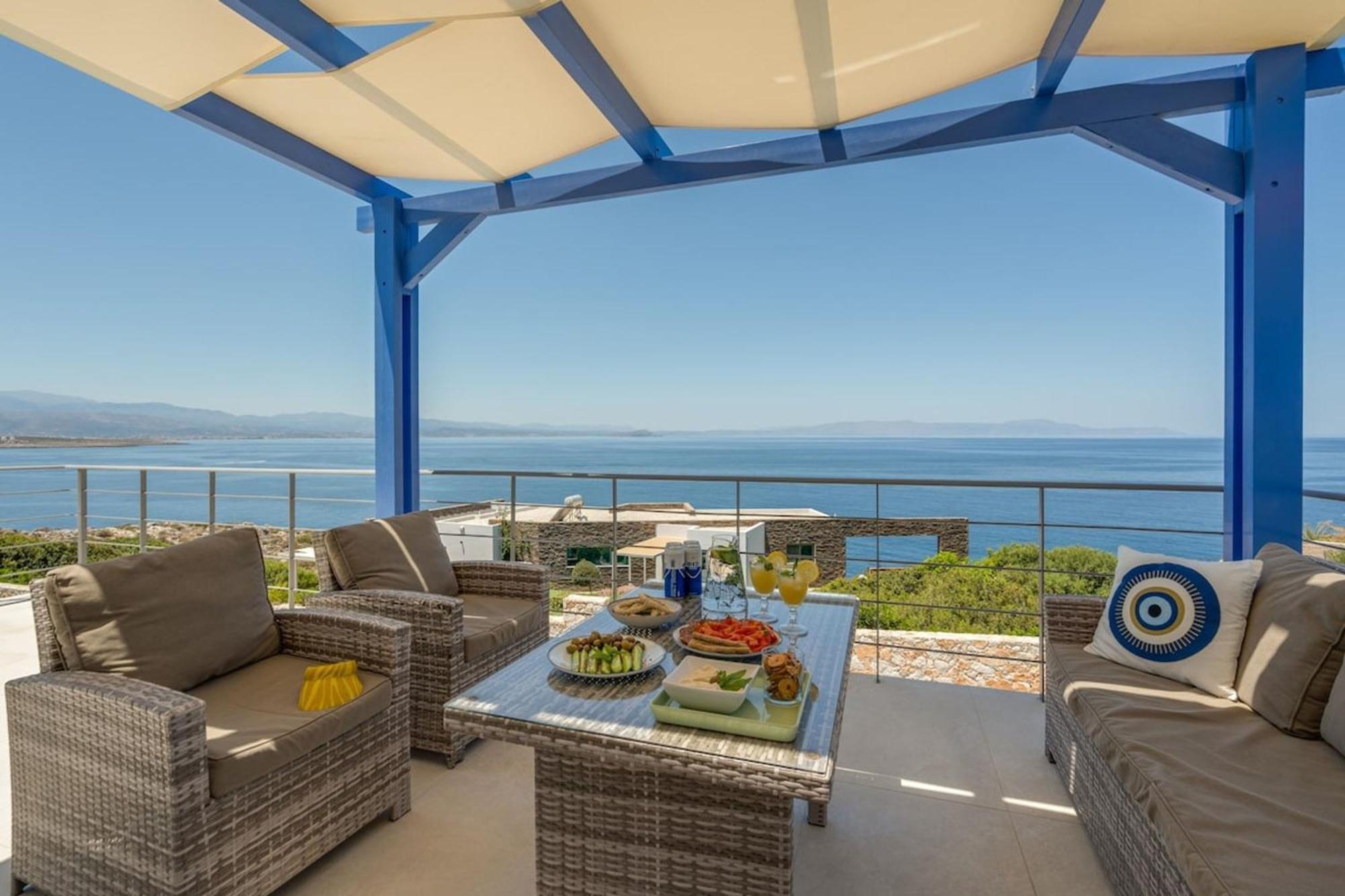 Villa Hemera Ocean View Private Heated Pool Chorafakia Bagian luar foto
