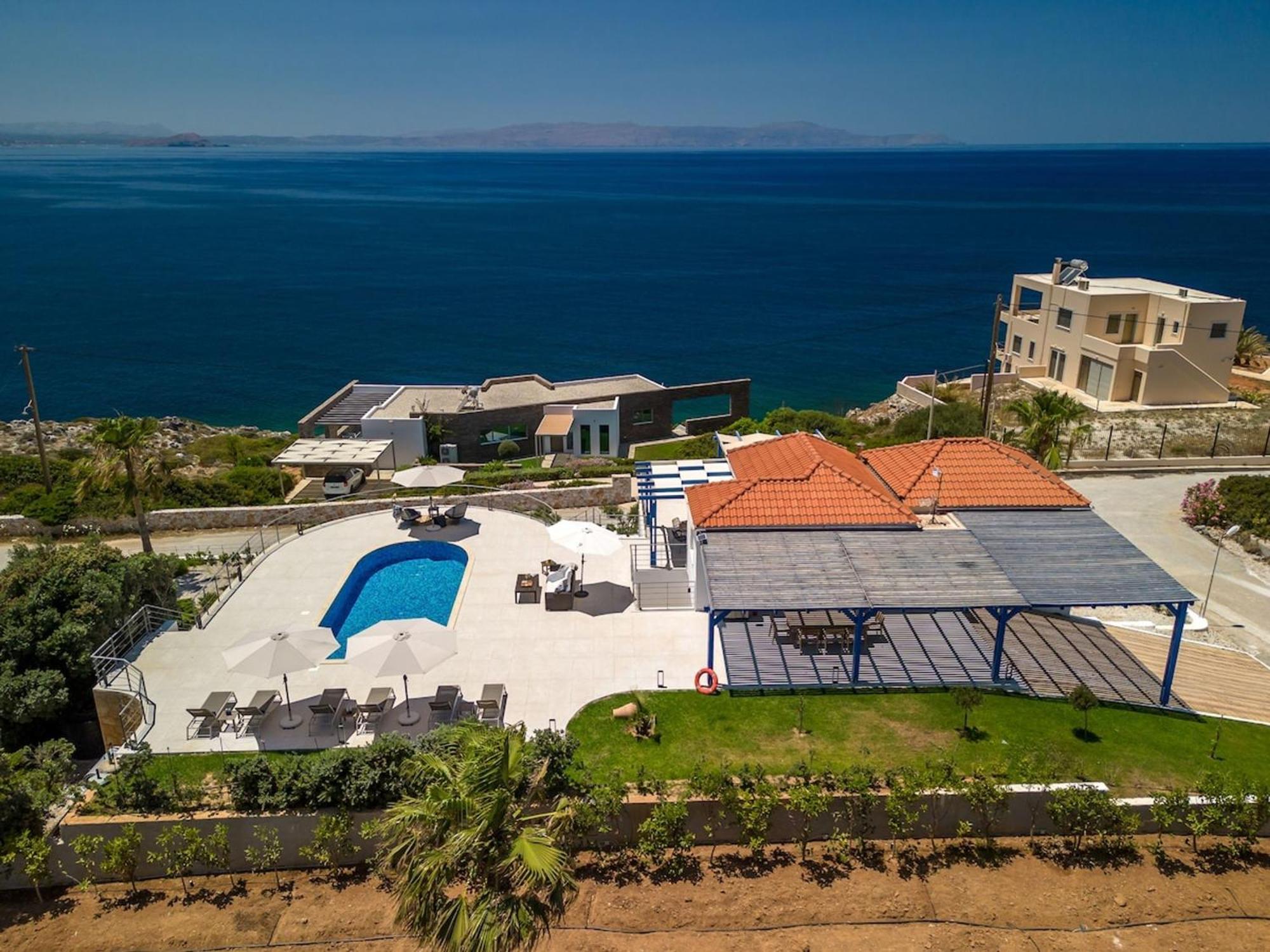 Villa Hemera Ocean View Private Heated Pool Chorafakia Bagian luar foto