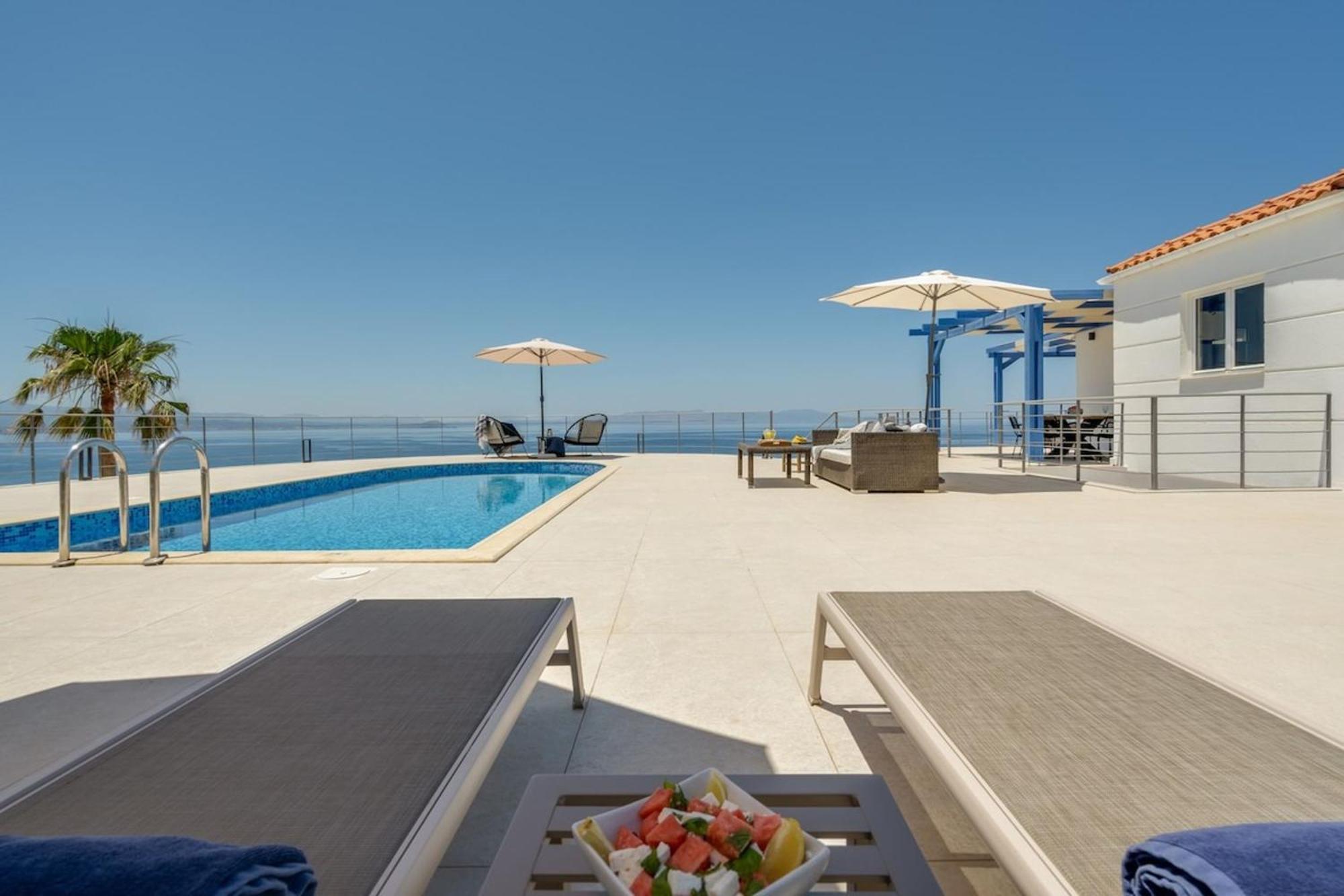 Villa Hemera Ocean View Private Heated Pool Chorafakia Bagian luar foto