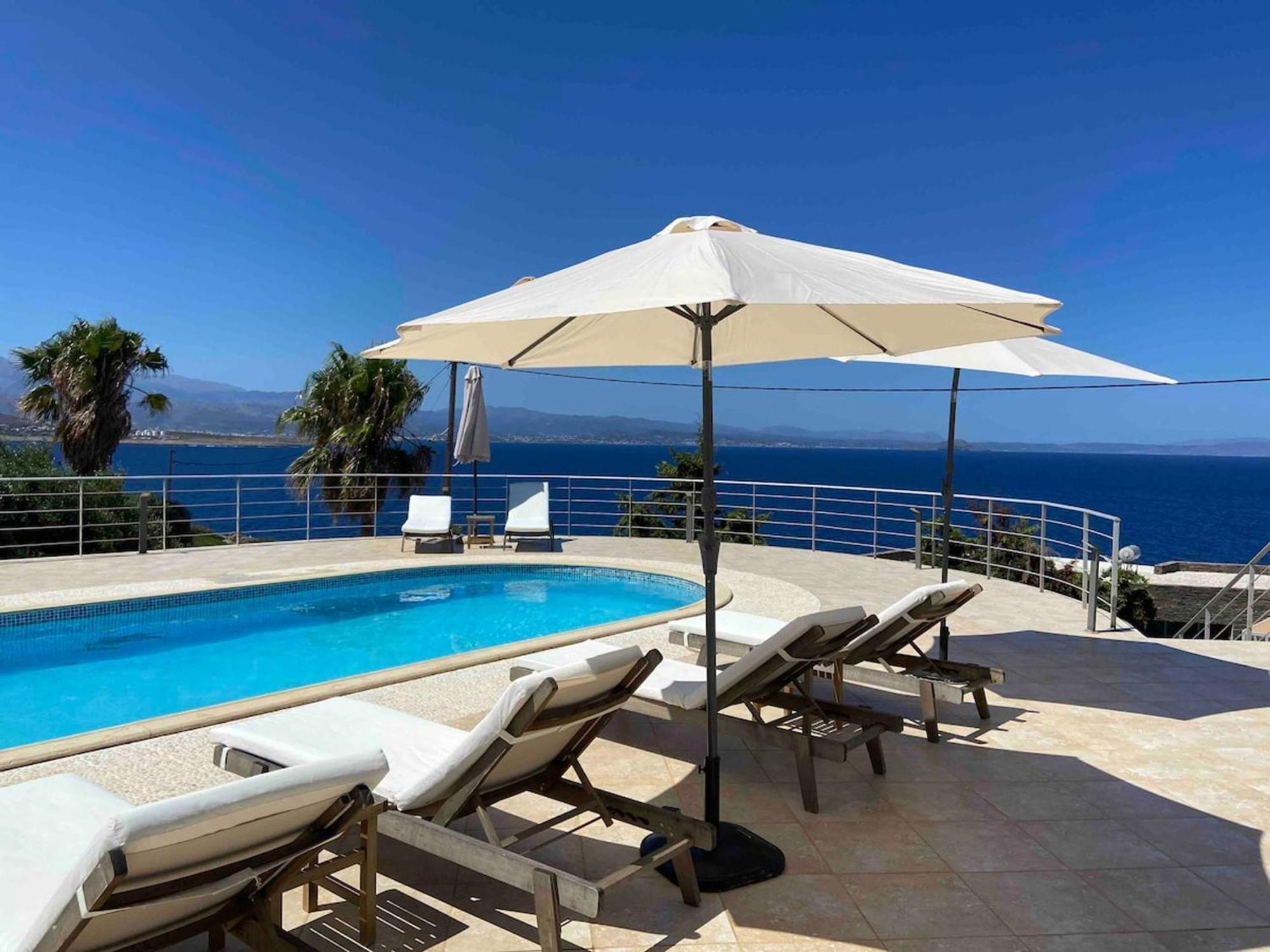 Villa Hemera Ocean View Private Heated Pool Chorafakia Bagian luar foto