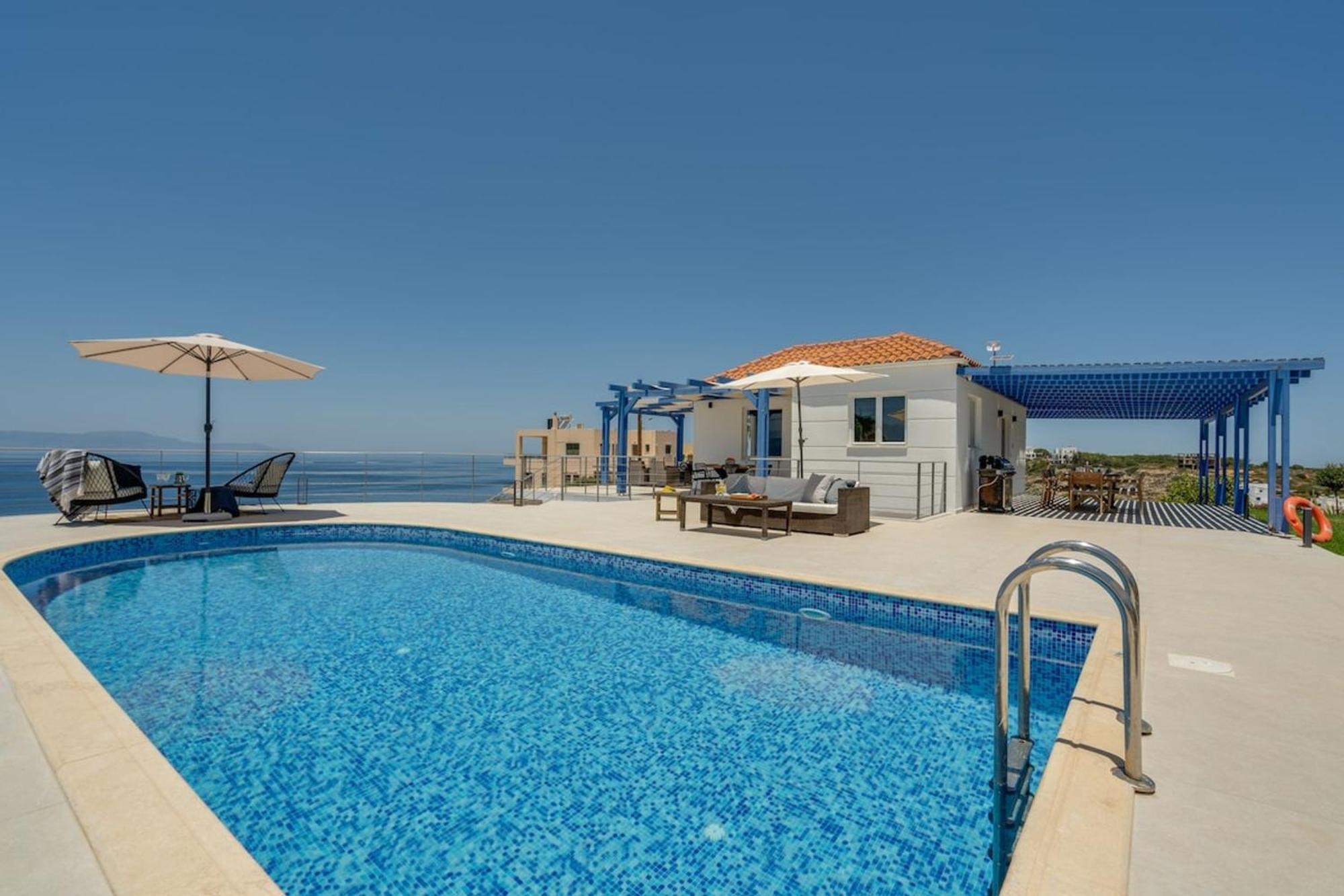 Villa Hemera Ocean View Private Heated Pool Chorafakia Bagian luar foto