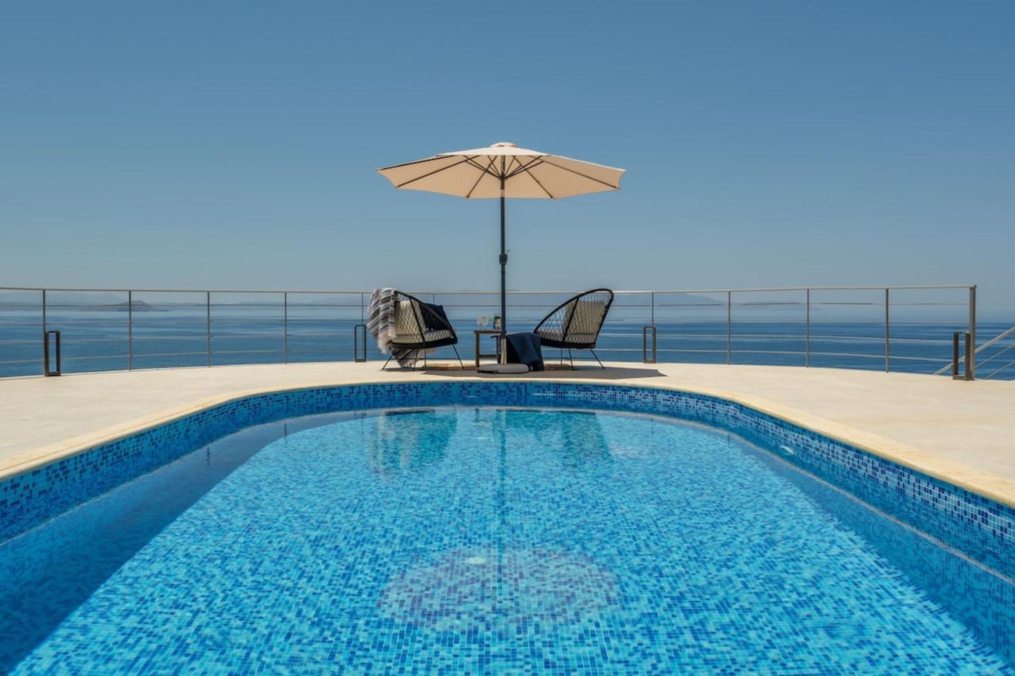 Villa Hemera Ocean View Private Heated Pool Chorafakia Bagian luar foto